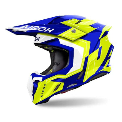 Airoh Twist 3 Dizzy Blue/Yellow Gloss MX Helmet - ACE Race Shop