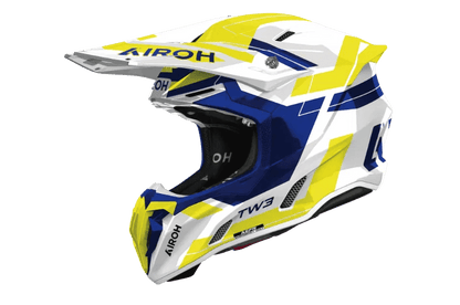 AIROH TWIST 3 DYNASTY BLUE/YELLOW GLOSS MX HELMET - ACE Race Shop