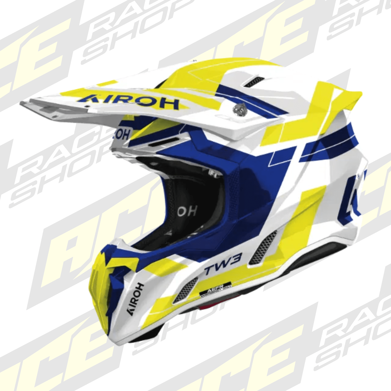 AIROH TWIST 3 DYNASTY BLUE/YELLOW GLOSS MX HELMET - ACE Race Shop