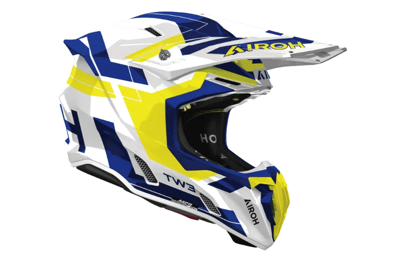 AIROH TWIST 3 DYNASTY BLUE/YELLOW GLOSS MX HELMET - ACE Race Shop