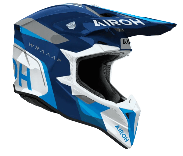 Airoh Wraaap Conquer Blue Gloss MX Motocross/Enduro Helmet - ACE Race Shop