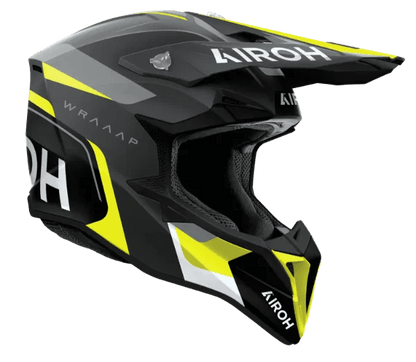 Airoh Wraaap Conquer Yellow Gloss MX Motocross/Enduro Helmet - ACE Race Shop