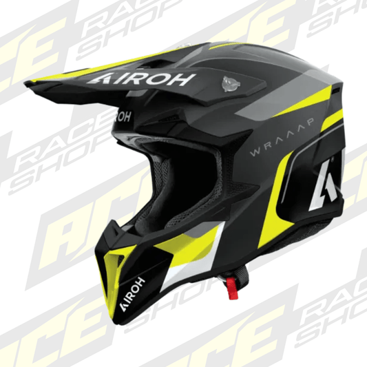 Airoh Wraaap Conquer Yellow Gloss MX Motocross/Enduro Helmet - ACE Race Shop