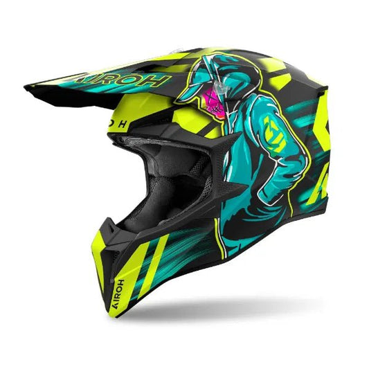 Airoh Wraaap Cyber Yellow Matt MX Helmet - ACE Race Shop