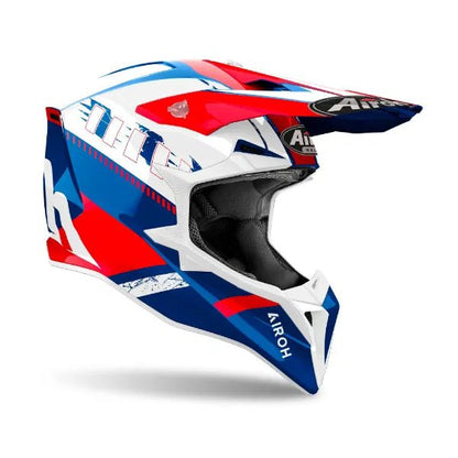 Airoh Wraaap Feel Blue/Red Gloss MX Helmet - ACE Race Shop