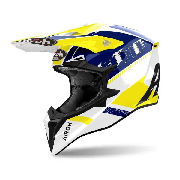 Airoh Wraaap Feel Yellow/Blue Gloss MX Helmet - ACE Race Shop