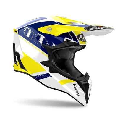 Airoh Wraaap Feel Yellow/Blue Gloss MX Helmet - ACE Race Shop