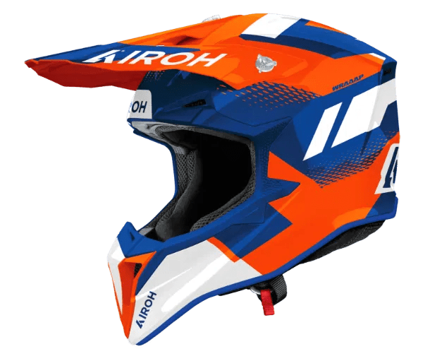 Airoh Wraaap Vision Orange/Blue Gloss MX Motocross/Enduro Helmet - ACE Race Shop