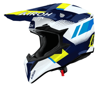 Airoh Wraaap Vision Yellow/Blue Gloss MX Motocross/Enduro Helmet - ACE Race Shop