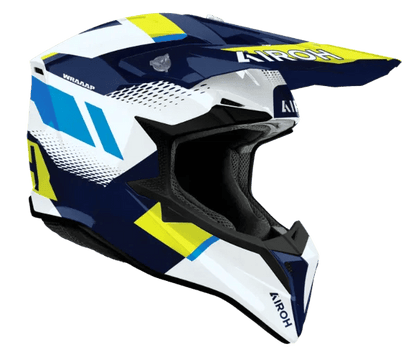 Airoh Wraaap Vision Yellow/Blue Gloss MX Motocross/Enduro Helmet - ACE Race Shop