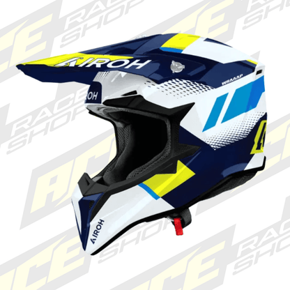 Airoh Wraaap Vision Yellow/Blue Gloss MX Motocross/Enduro Helmet - ACE Race Shop