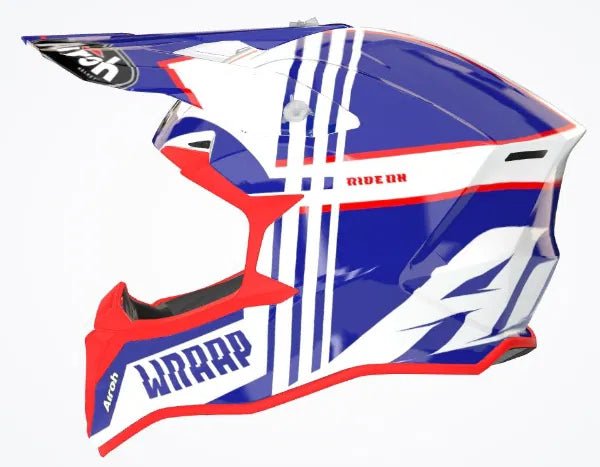 Airoh Wraap Youth Broken Blue/Red MX Helmet - ACE Race Shop