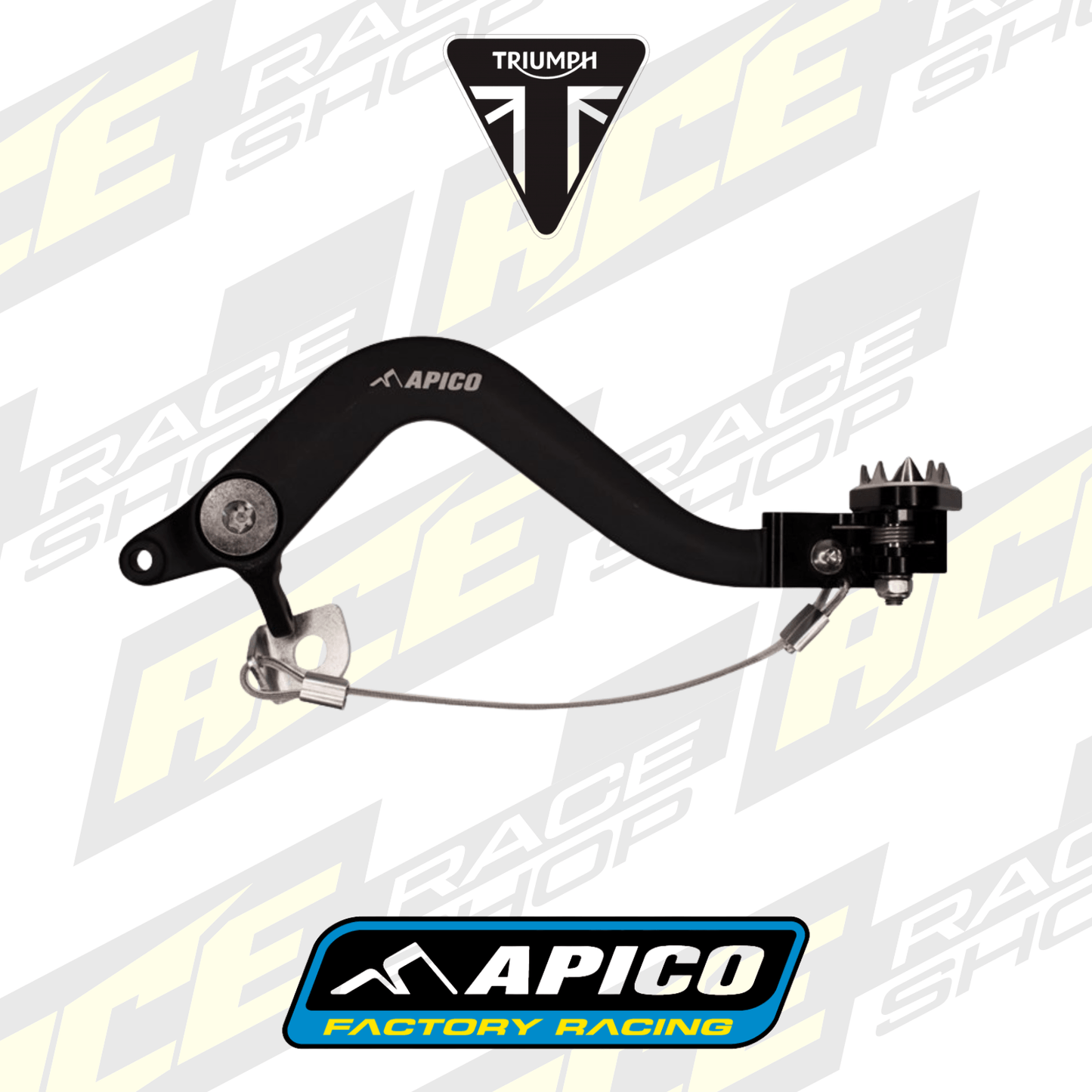APICO BRAKE PEDAL FORGED TRIUMPH TF250X 24 - 26, TF450X/RC 25 - 26, TF250 - 450E 25 - 26 BLACK/BLACK - ACE Race Shop