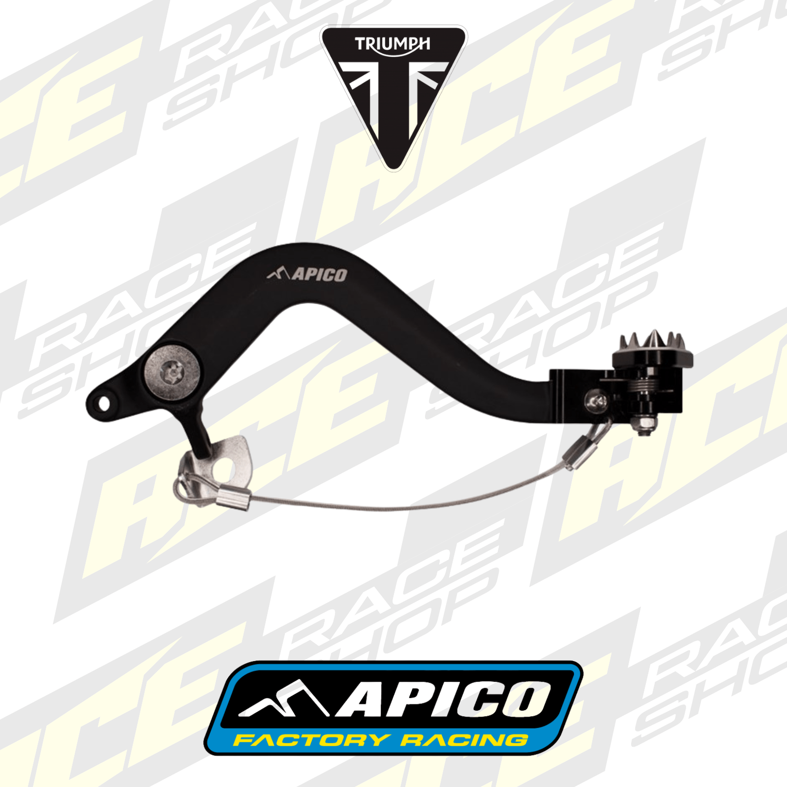 APICO BRAKE PEDAL FORGED TRIUMPH TF250X 24 - 26, TF450X/RC 25 - 26, TF250 - 450E 25 - 26 BLACK/BLACK - ACE Race Shop