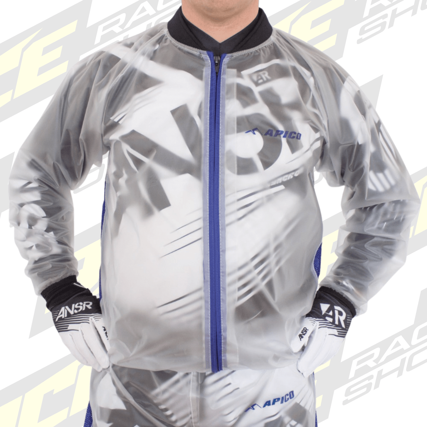 APICO CLEAR MX MOTOCROSS & ENDURO RAIN JACKET CLEAR/BLUE - ACE Race Shop