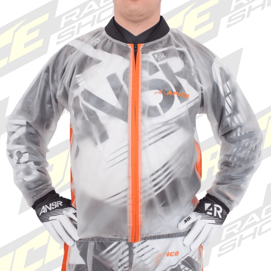APICO CLEAR MX MOTOCROSS & ENDURO RAIN JACKET CLEAR/FLUORESCENT ORANGE - ACE Race Shop
