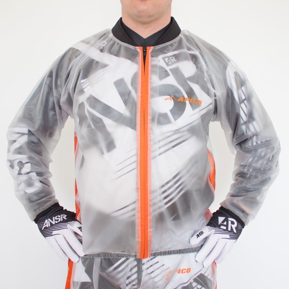 APICO CLEAR MX MOTOCROSS & ENDURO RAIN JACKET CLEAR/FLUORESCENT ORANGE - ACE Race Shop