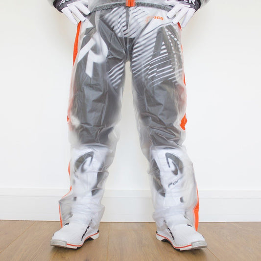 APICO CLEAR RAIN PANT CLEAR/FLUORESCENT ORANGE 28/30 - ACE Race Shop