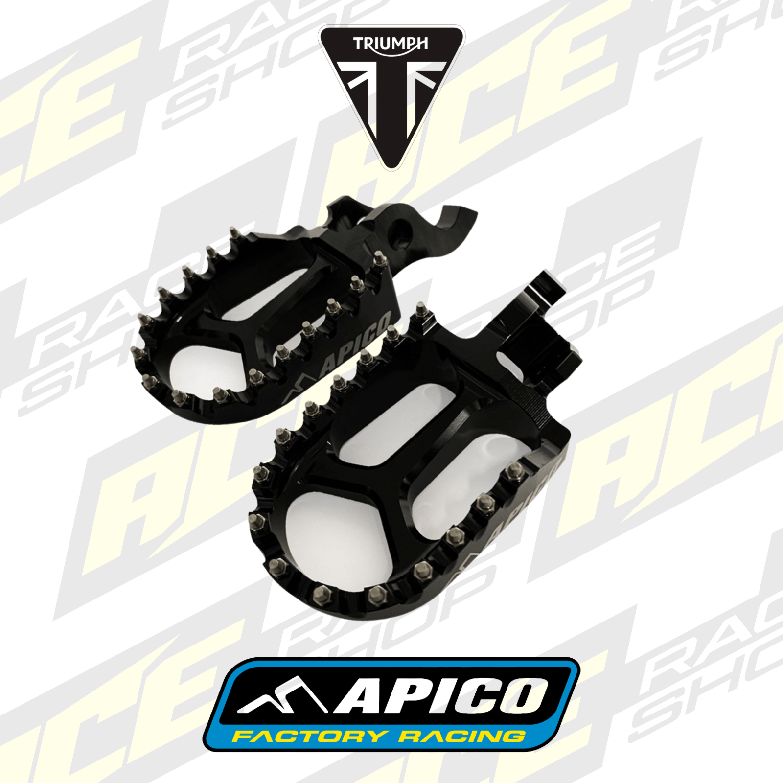 APICO FOOT PEG XTREME TRIUMPH TF250X 24 - 26, TF450X/RC 25 - 26, TF250 - 450E 25 - 26 BLACK - ACE Race Shop