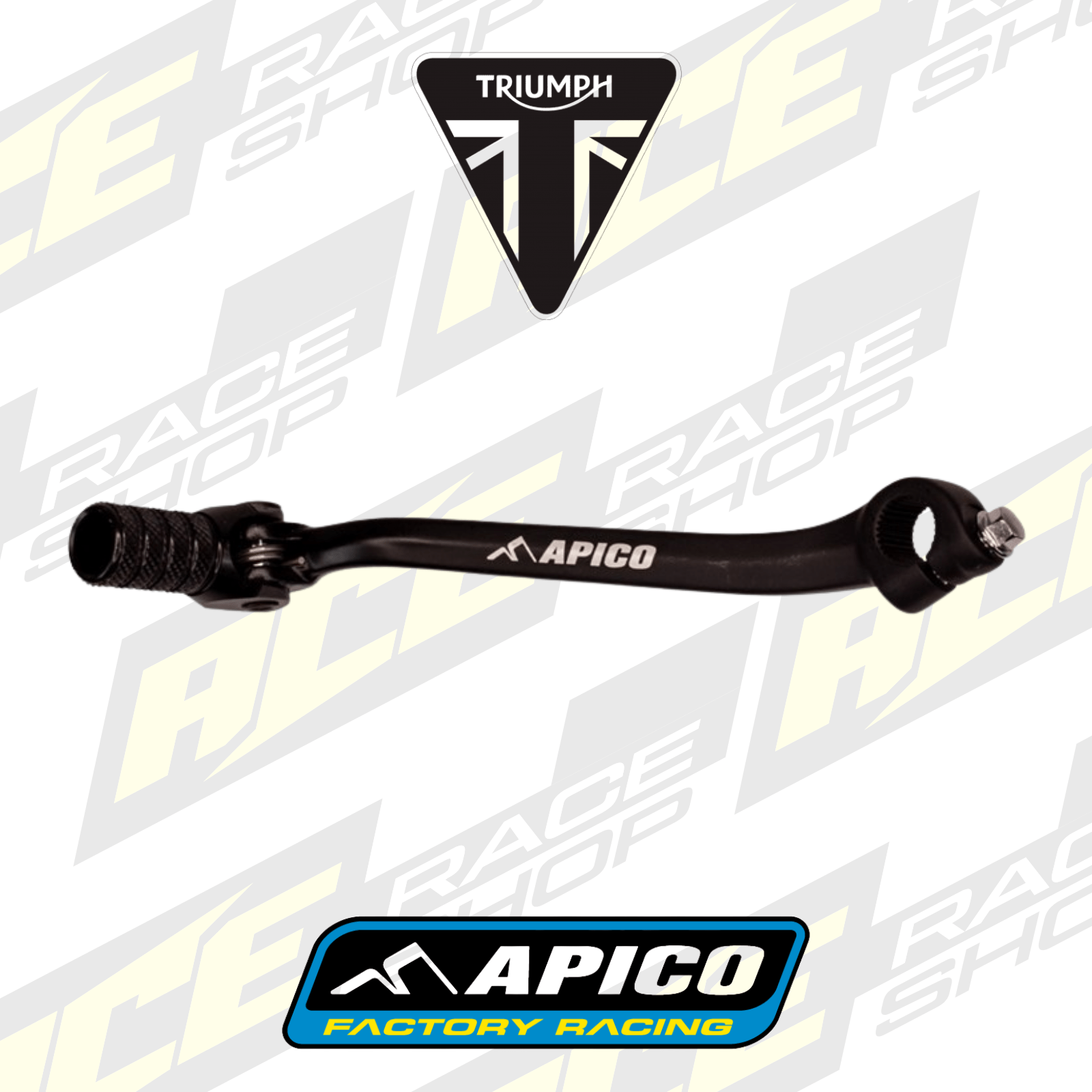 APICO GEAR PEDAL ELITE TRIUMPH TF250X 24 - 26, TF450X/RC 25 - 26, TF250 - 450E 25 - 26 BK/BK - ACE Race Shop