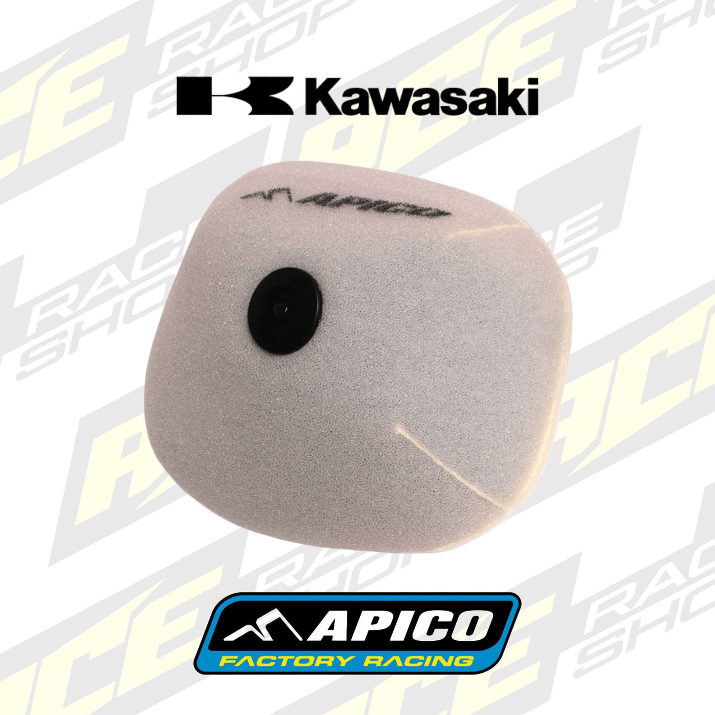 APICO NON - OILED AIR FILTER FOR KAWASAKI KX250F 21 - 24, KX450F 19 - 23, KX250X 21 - 24, KX450X 21 - 23 - ACE Race Shop
