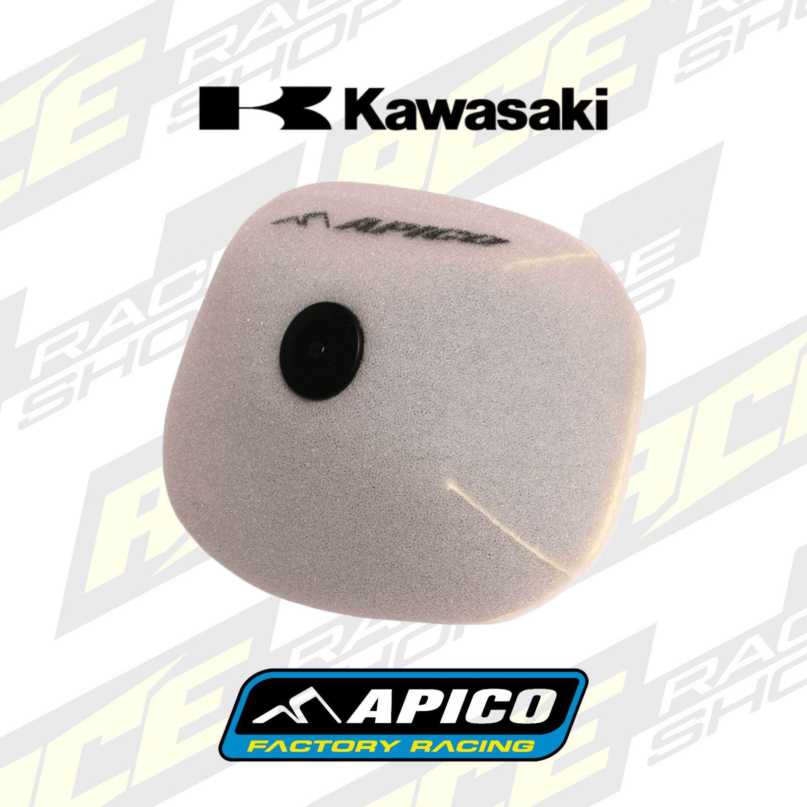APICO NON - OILED AIR FILTER FOR KAWASAKI KX250F 21 - 24, KX450F 19 - 23, KX250X 21 - 24, KX450X 21 - 23 - ACE Race Shop