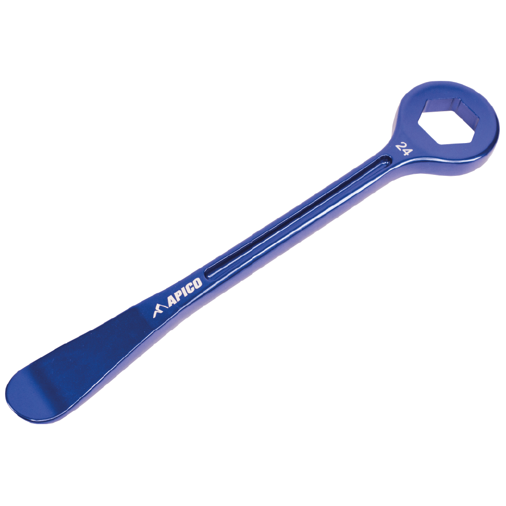 APICO TYRE LEVER & AXLE WRENCH COMBINATION TOOL CNC ALUMINIUM 24MM BLUE - ACE Race Shop
