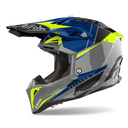 Aviator 3 Push Blue Gloss MX Helmet 22:06 - ACE Race Shop