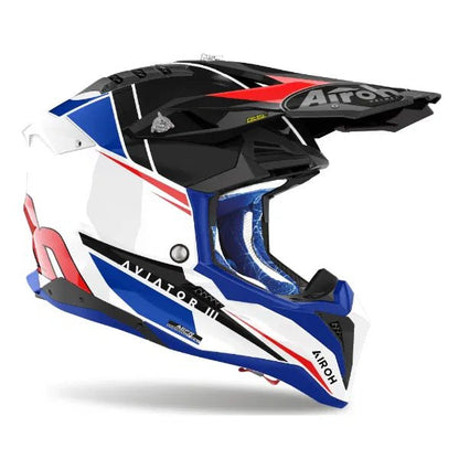 Aviator 3 Push Blue/Red Gloss MX Helmet 22:06 - ACE Race Shop