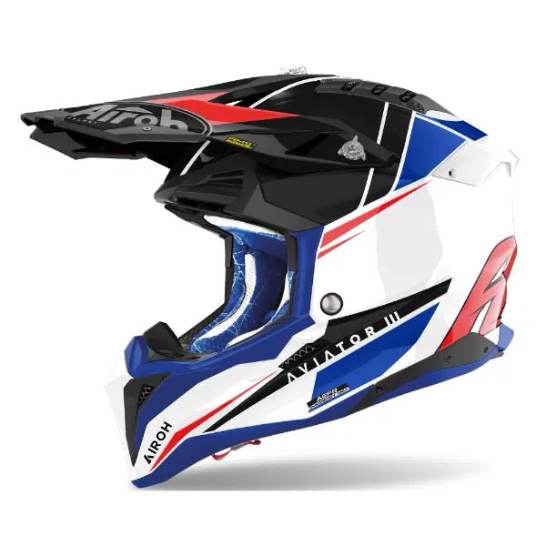 Aviator 3 Push Blue/Red Gloss MX Helmet 22:06 - ACE Race Shop