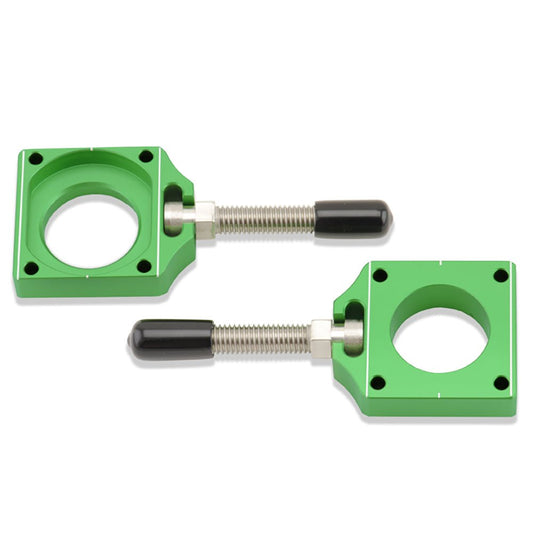 BOLT CHAIN ADJUSTER BLOCKS KAWASAKI KX250F 17 - 23, KX450F 16 - 23 GREEN - ACE Race Shop