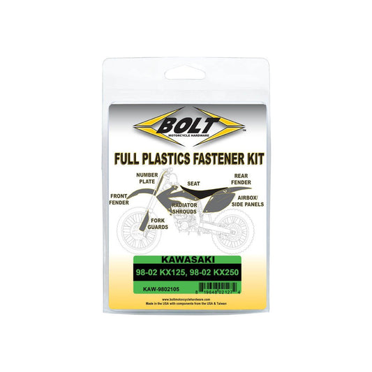 BOLT PLASTIC FASTENER KIT KAWASAKI KX125 - 250 98 - 02 - ACE Race Shop
