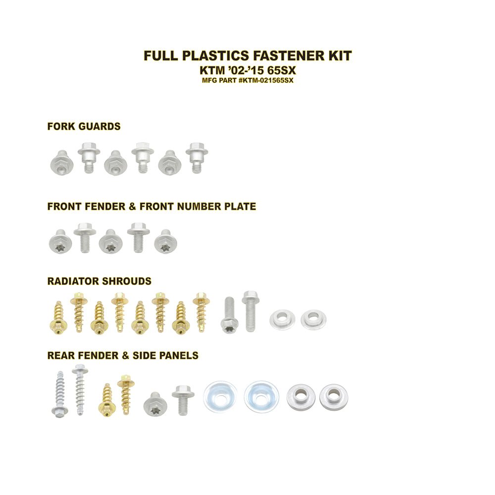BOLT PLASTIC FASTENER KIT KTM SX65 02 - 15 - ACE Race Shop