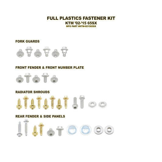 BOLT PLASTIC FASTENER KIT KTM SX65 02 - 15 - ACE Race Shop