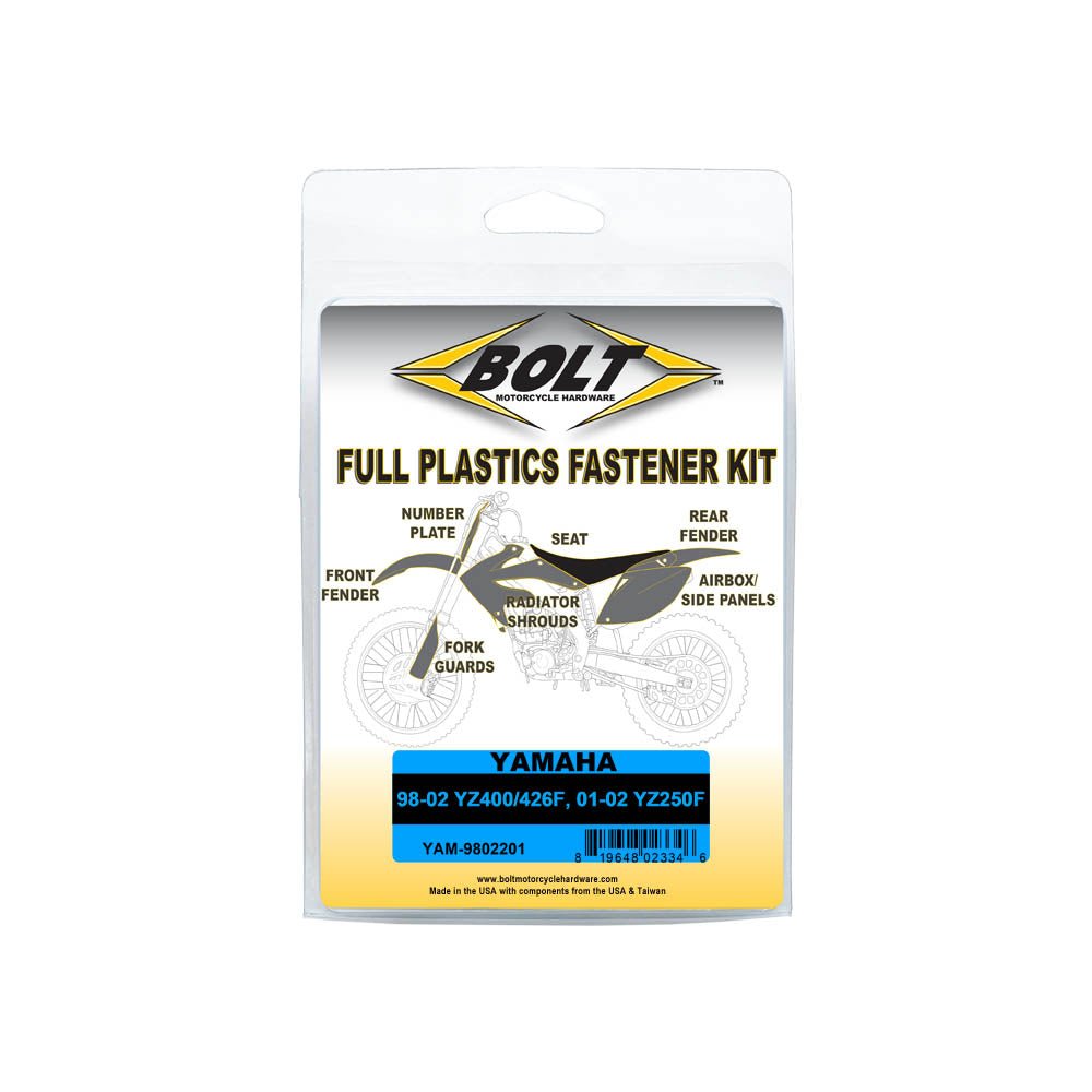 BOLT PLASTIC FASTENER KIT YAMAHA YZ250F 01 - 02, YZ400 - 426F 98 - 02 - ACE Race Shop