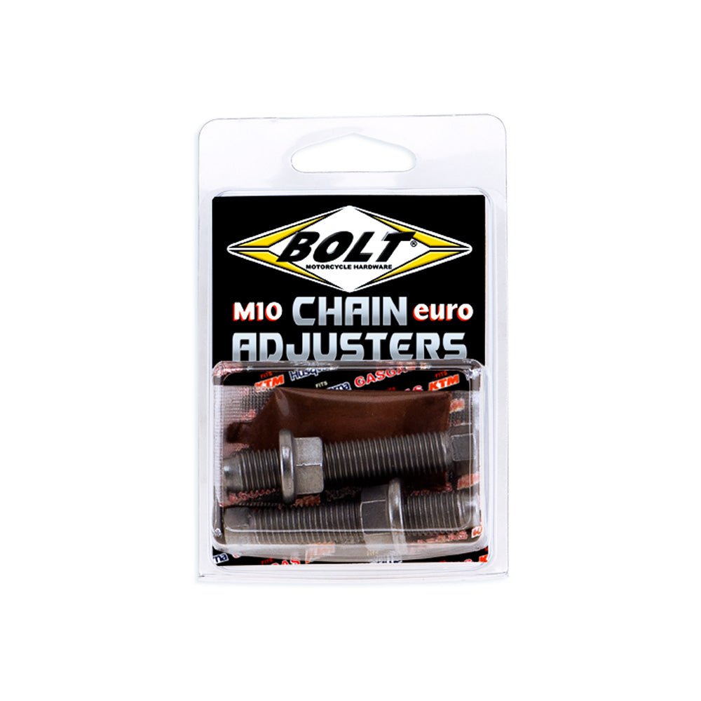 BOLT SWING ARM CHAIN ADJUSTERS NUT/BOLT M10 EURO STYLE KTM/HQV/GAS (STEEL, INCLUDES COPPER GREASE) - ACE Race Shop