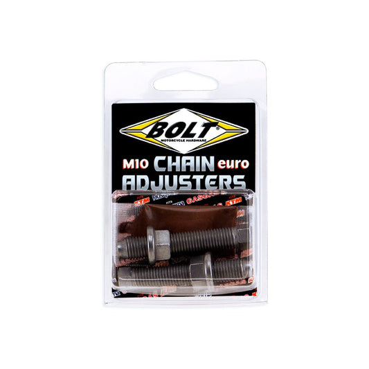 BOLT SWING ARM CHAIN ADJUSTERS NUT/BOLT M10 EURO STYLE KTM/HQV/GAS (STEEL, INCLUDES COPPER GREASE) - ACE Race Shop