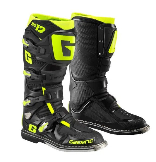 Gaerne SG12 Black/Yellow Flou MX Boots - ACE Race Shop