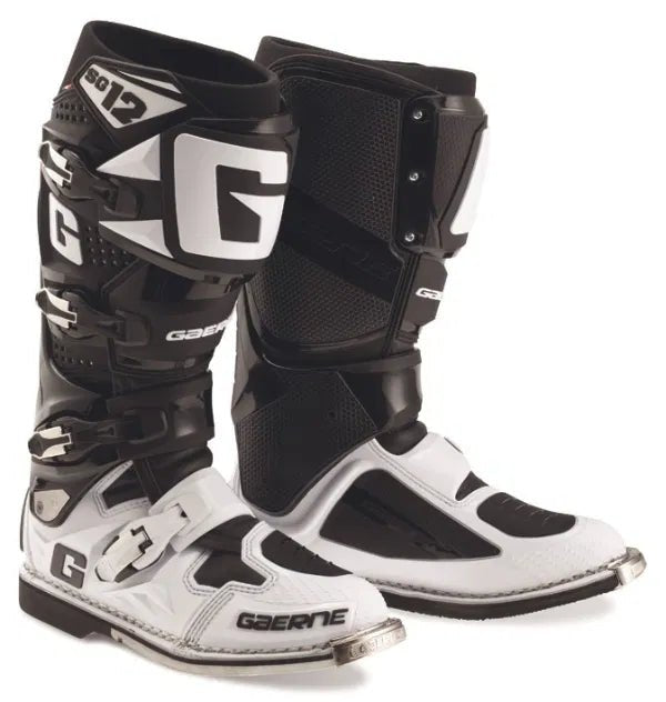Gaerne SG12 White/Black MX Boots - ACE Race Shop