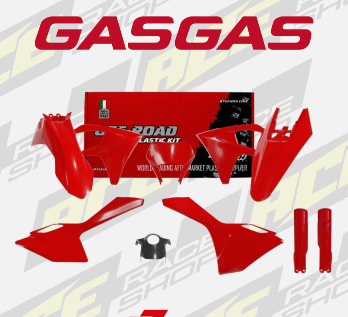 GASGAS ENDURO RED PLASTIC KIT EC ECF 250 300 350 2024 - 2025 INC HEADLIGHT MASK - ACE Race Shop