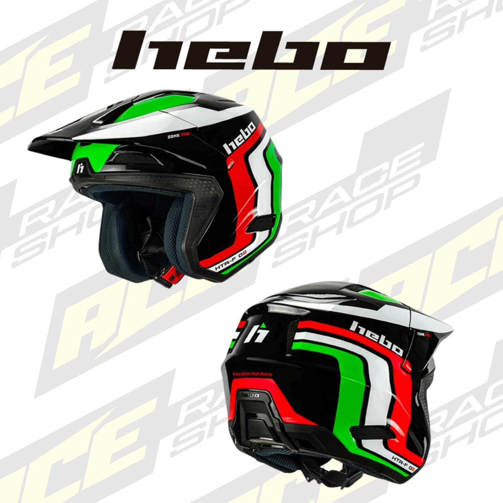 HEBO TRIALS HELMET ZONE PRO CLASSIC BLACK/GREEN - ACE Race Shop
