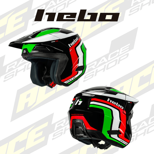 HEBO TRIALS HELMET ZONE PRO CLASSIC BLACK/GREEN - ACE Race Shop