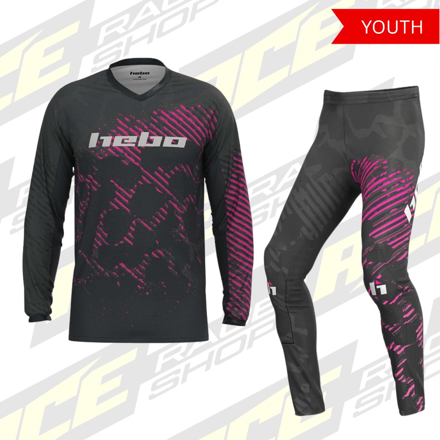HEBO TRIALS PRO 26 JUNIOR/YOUTH KIT COMBO CAMO PINK - ACE Race Shop