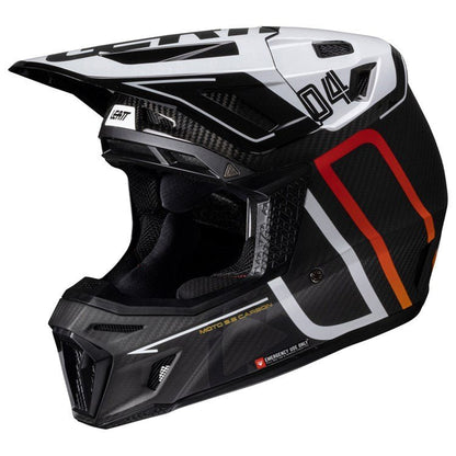 LEATT 2025 HELMET MOTO 9.5 V25 CARBON/WHITE + FREE GOGGLES - ACE Race Shop