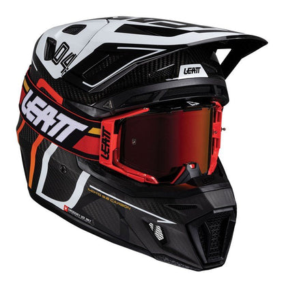 LEATT 2025 HELMET MOTO 9.5 V25 CARBON/WHITE + FREE GOGGLES - ACE Race Shop