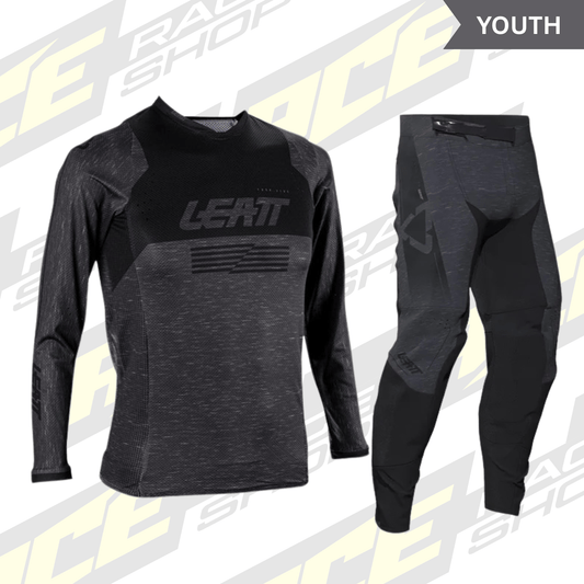 LEATT 2026 4.5 YOUTH / KIDS MX MOTOCROSS KIT COMBO - STEALTH BLACK/GREY - ACE Race Shop
