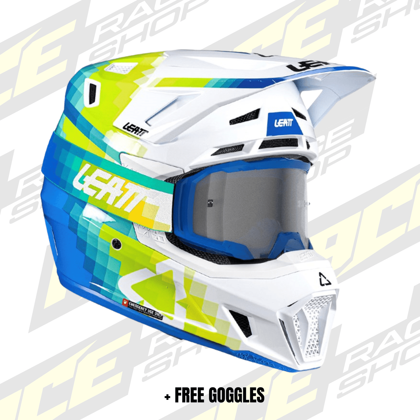 LEATT 2026 HELMET MOTO 7.5 V26 PIXEL BLUE + FREE GOGGLES - ACE Race Shop