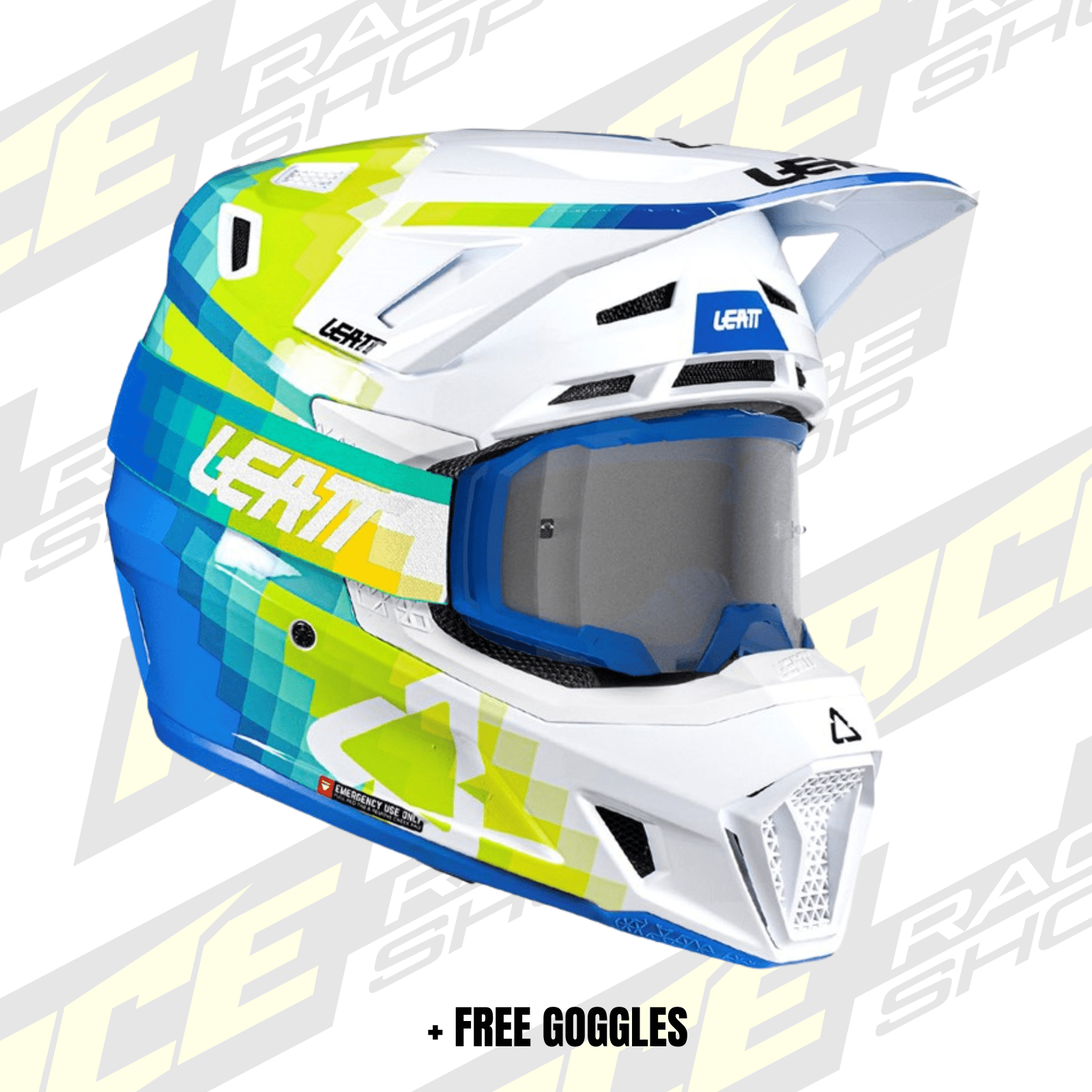 LEATT 2026 HELMET MOTO 7.5 V26 PIXEL BLUE + FREE GOGGLES - ACE Race Shop
