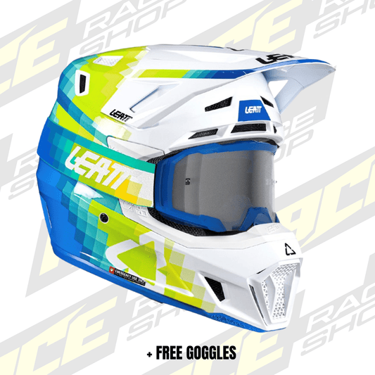 LEATT 2026 HELMET MOTO 7.5 V26 PIXEL BLUE + FREE GOGGLES - ACE Race Shop