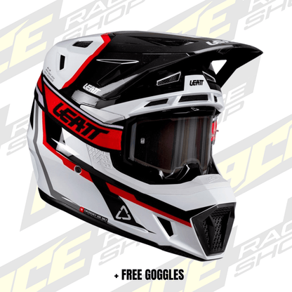 LEATT 2026 HELMET MOTO 7.5 V26 WHITE/RED + FREE GOGGLES - ACE Race Shop